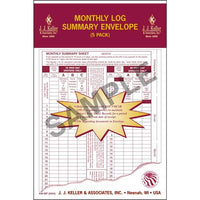J.J. Keller Monthly Log Summary Envelope 5-Pack - Retail Packaging (Pack of 5)