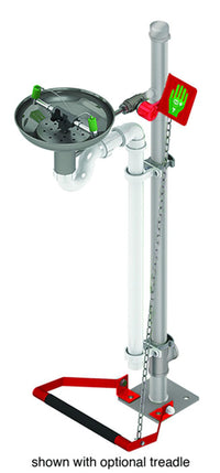 Justrite 85GP Eyeface Wash Pedestal Mount Open Stainless Steel Bowl Galvanized Pipe