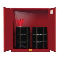 Justrite 110 Gallon, 2 Drum Vertical, 1 Shelf, 2 Doors, Manual Close, Flammable Cabinet With Drum Support, Sure-Grip EX