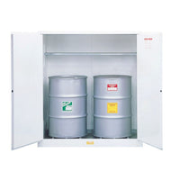 Justrite 110 Gallon, 2 Drum Vertical, 1 Shelf, 2 Doors, Manual Close, Flammable Cabinet With Drum Support, Sure-Grip EX