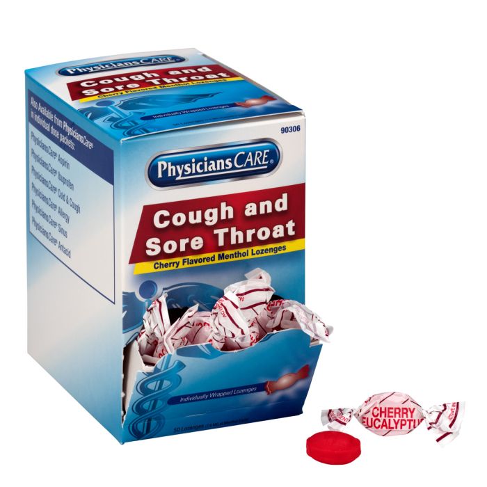 First Aid Only Cherry Flavor Cough & Throat Lozenges, 50 Count Box