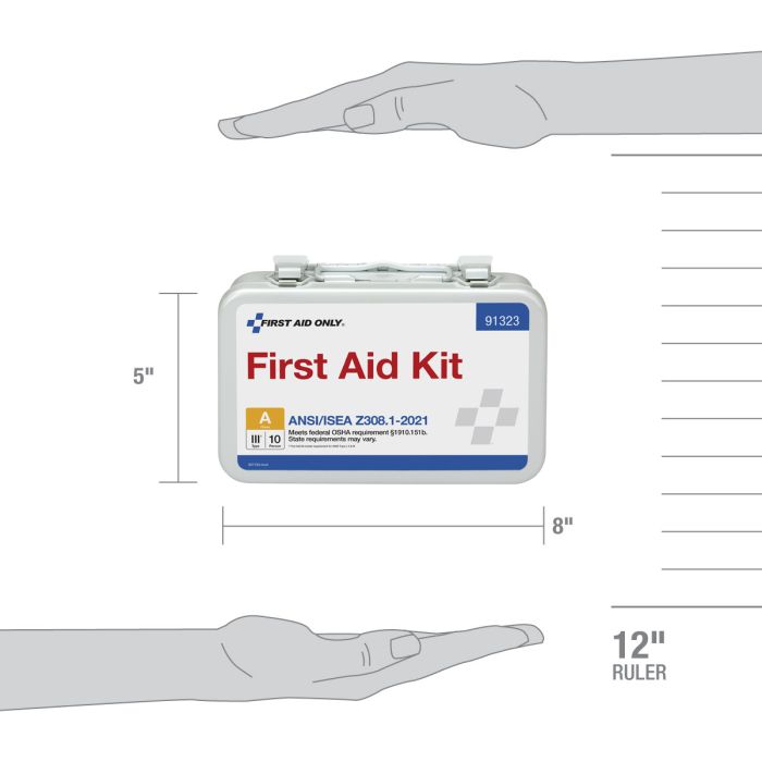 First Aid Only 10 Person ANSI 2021 Class A Metal First Aid Kit | Custom Logo