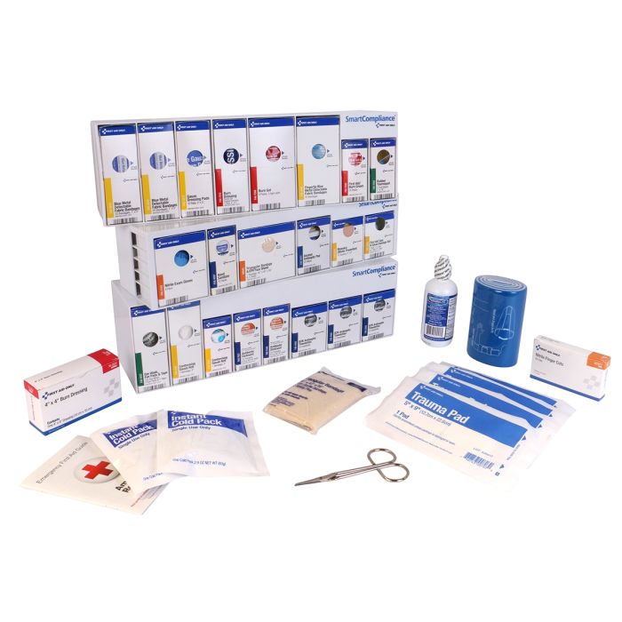 First Aid Only 100-Person SmartCompliance Food Service RetroFit Grids | Blue Metal Detectable