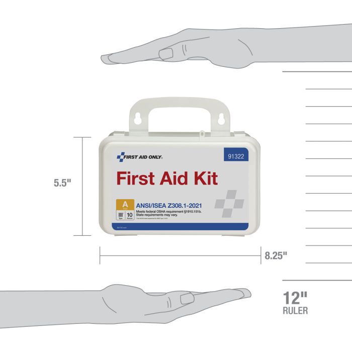 First Aid Only 10-Person ANSI 2021 Class A First Aid Kit | Weather-Resistant Plastic Case