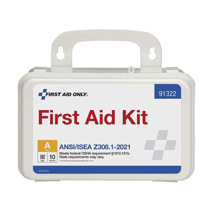 First Aid Only 10-Person ANSI 2021 Class A First Aid Kit | Weather-Resistant Plastic Case