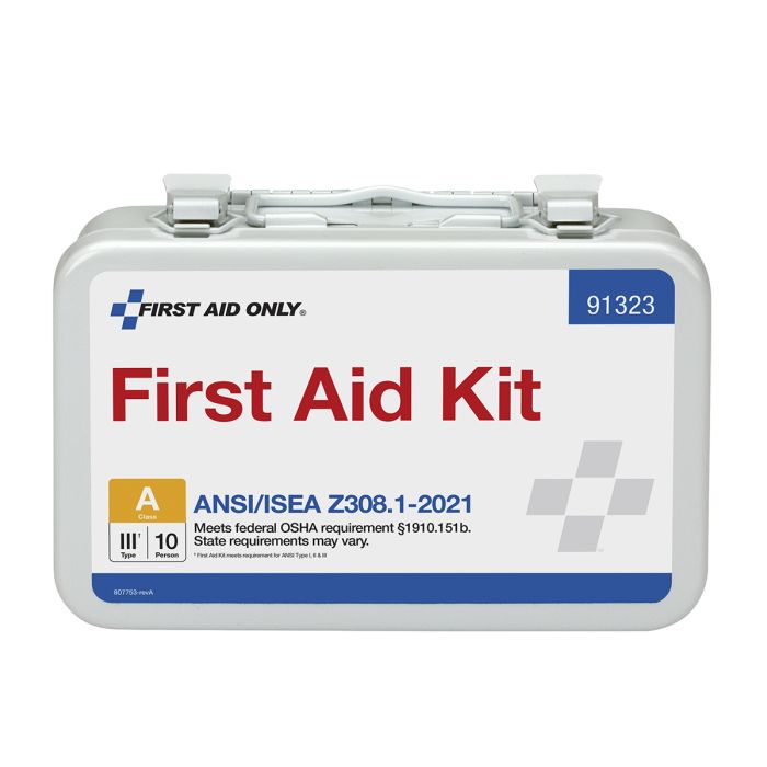 First Aid Only 10 Person ANSI 2021 Class A Metal First Aid Kit | Custom Logo