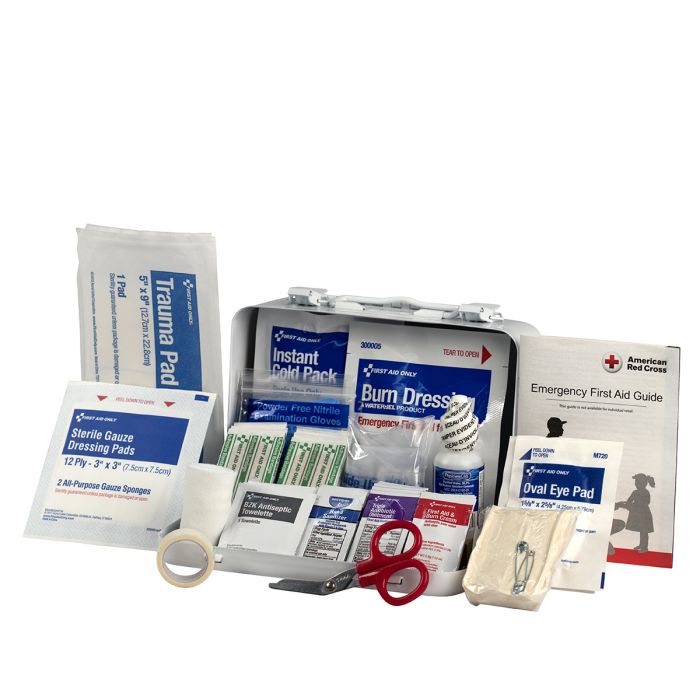 First Aid Only 10 Person ANSI 2021 Class A Metal First Aid Kit | Custom Logo