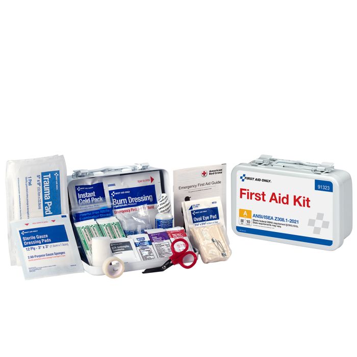 First Aid Only 10 Person ANSI 2021 Class A Metal First Aid Kit | Custom Logo