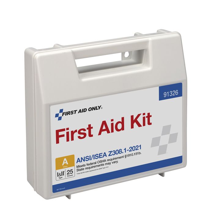 First Aid Only 25-Person ANSI 2021 Class A First Aid Kit | Plastic Case with Internal Dividers