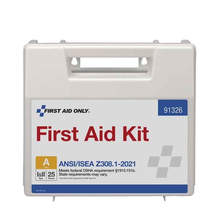 First Aid Only 25-Person ANSI 2021 Class A First Aid Kit | Plastic Case with Internal Dividers