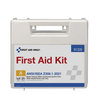 First Aid Only 25 Person ANSI 2021 Class A, Plastic First Aid Kit with Dividers
