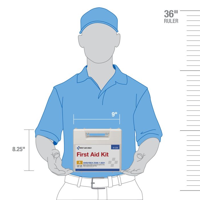First Aid Only 25-Person ANSI 2021 Class A First Aid Kit | Plastic Case with Internal Dividers