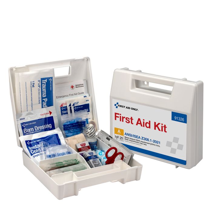 First Aid Only 25-Person ANSI 2021 Class A First Aid Kit | Plastic Case with Internal Dividers