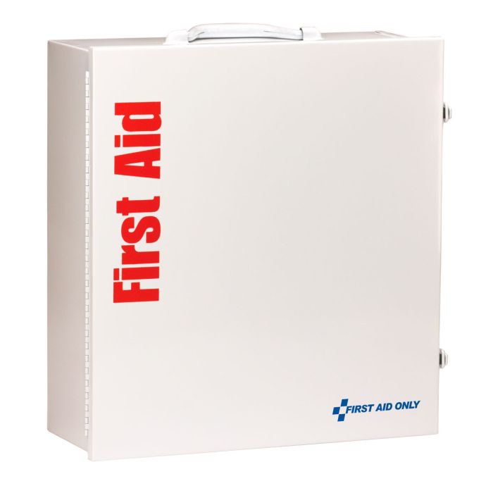 First Aid Only 100-Person ANSI 2021 Class A 3-Shelf First Aid Cabinet | Custom Logo Branding