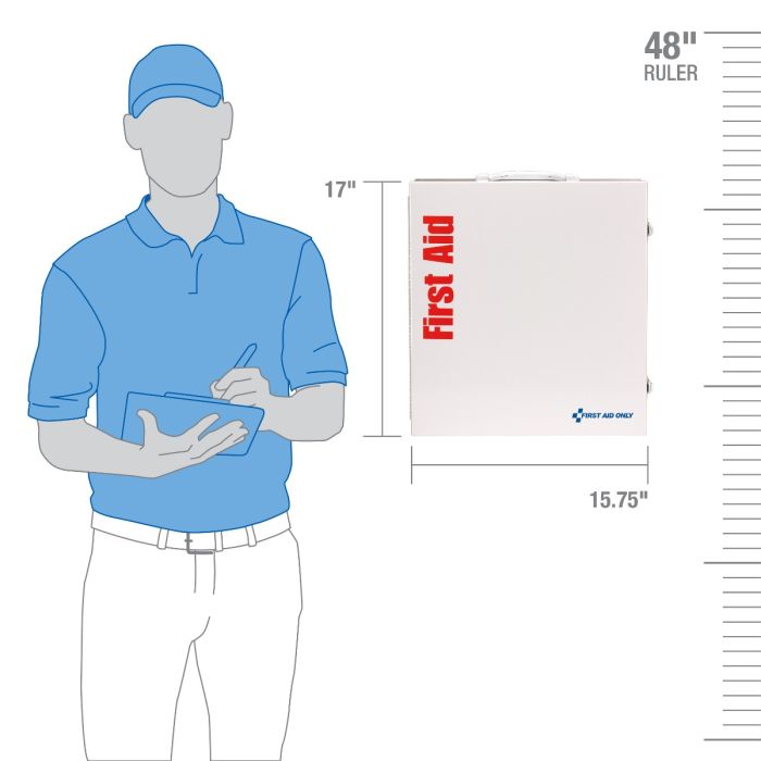 First Aid Only 100-Person ANSI 2021 Class A 3-Shelf First Aid Cabinet | Custom Logo Branding