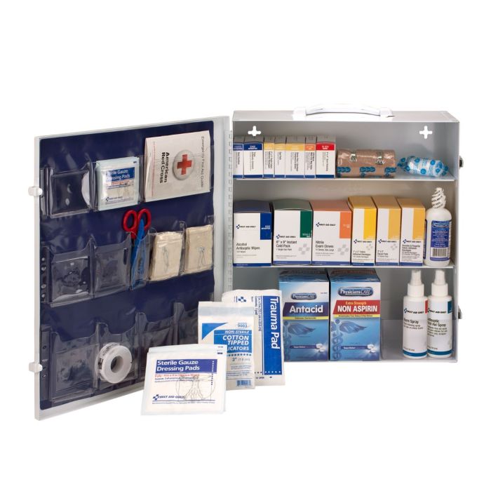 First Aid Only 100-Person ANSI 2021 Class A 3-Shelf First Aid Cabinet | Custom Logo Branding