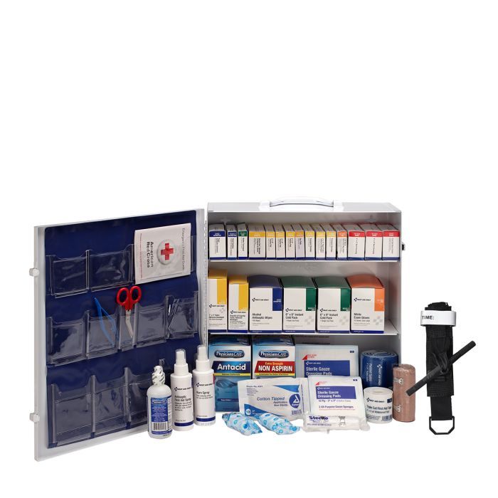 First Aid Only 100-Person ANSI 2021 Class B 3-Shelf First Aid Cabinet | Custom Logo Branding