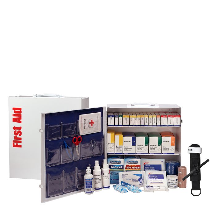 First Aid Only 100-Person ANSI 2021 Class B 3-Shelf First Aid Cabinet | Custom Logo Branding