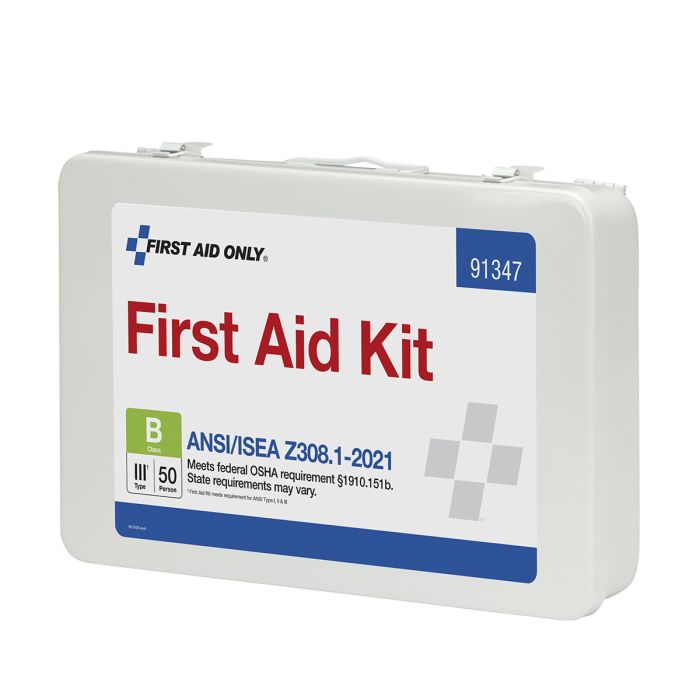 First Aid Only 50-Person ANSI 2021 Class B First Aid Kit | Heavy-Duty Metal Case