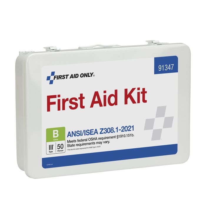 First Aid Only 50-Person ANSI 2021 Class B First Aid Kit | Heavy-Duty Metal Case