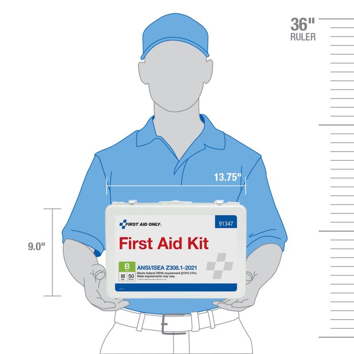 First Aid Only 50-Person ANSI 2021 Class B First Aid Kit | Heavy-Duty Metal Case