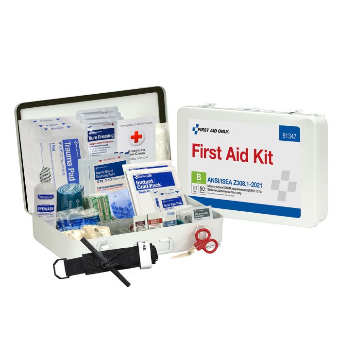 First Aid Only 50-Person ANSI 2021 Class B First Aid Kit | Heavy-Duty Metal Case