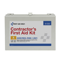 First Aid Only 25 Person ANSI 2021 Class A, Contractor Metal First Aid Kit(Pack of 6)