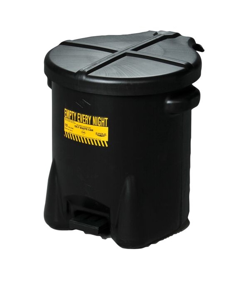 Justrite 933FL Plastic Oily Waste Can, Hands-Free, Self Close