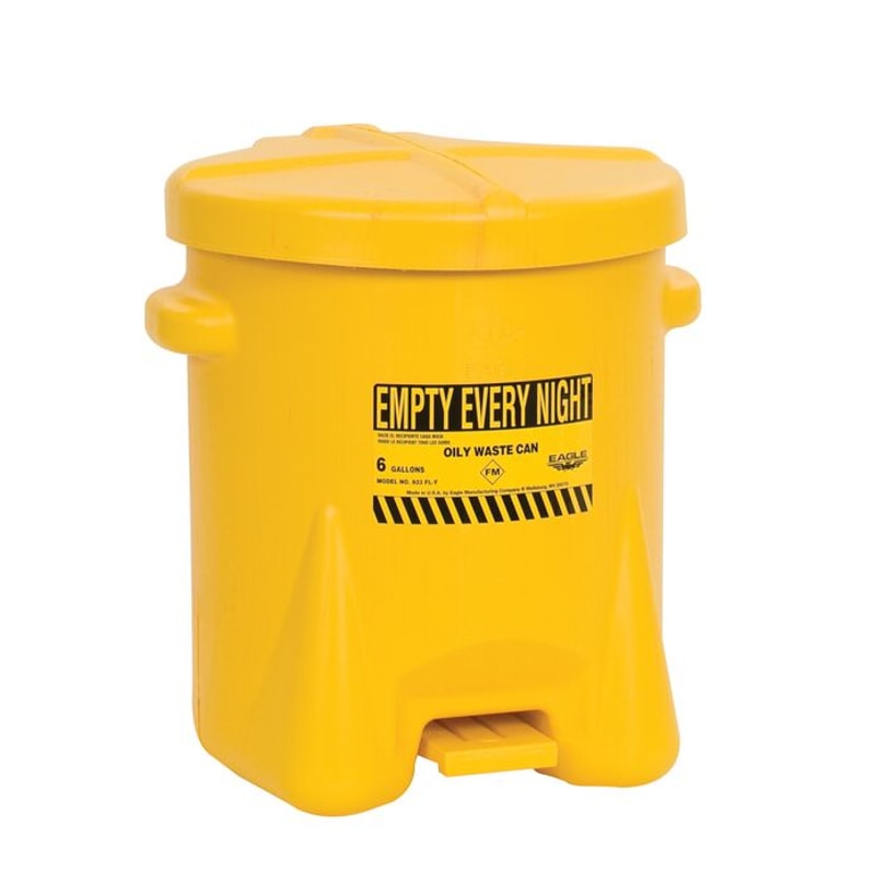 Justrite 933FL Plastic Oily Waste Can, Hands-Free, Self Close