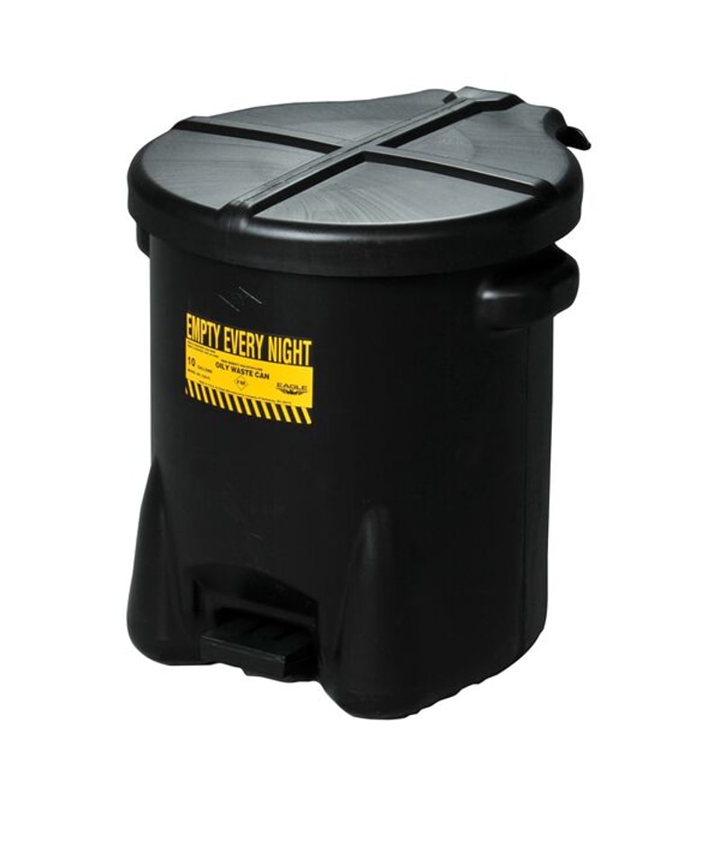 Justrite 933FL Plastic Oily Waste Can, Hands-Free, Self Close