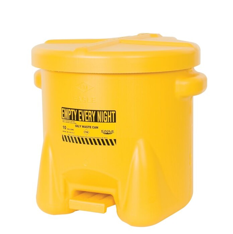 Justrite 933FL Plastic Oily Waste Can, Hands-Free, Self Close