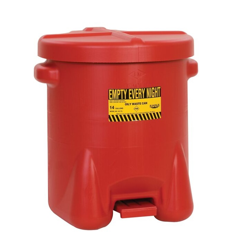 Justrite 933FL Plastic Oily Waste Can, Hands-Free, Self Close