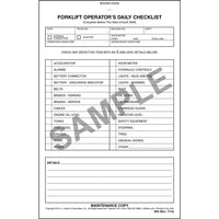 JJ Keller Forklift Operator Daily Checklist - Book Format w/ Carbon