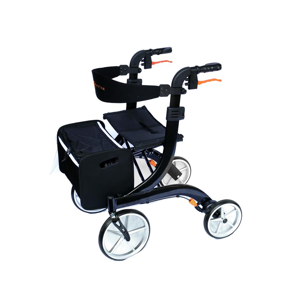 Rhythm Healthcare Rimor LT Lightweight Aluminum Rollator – Professional Ergonomic Four-Wheel Mobility Rolling Walker