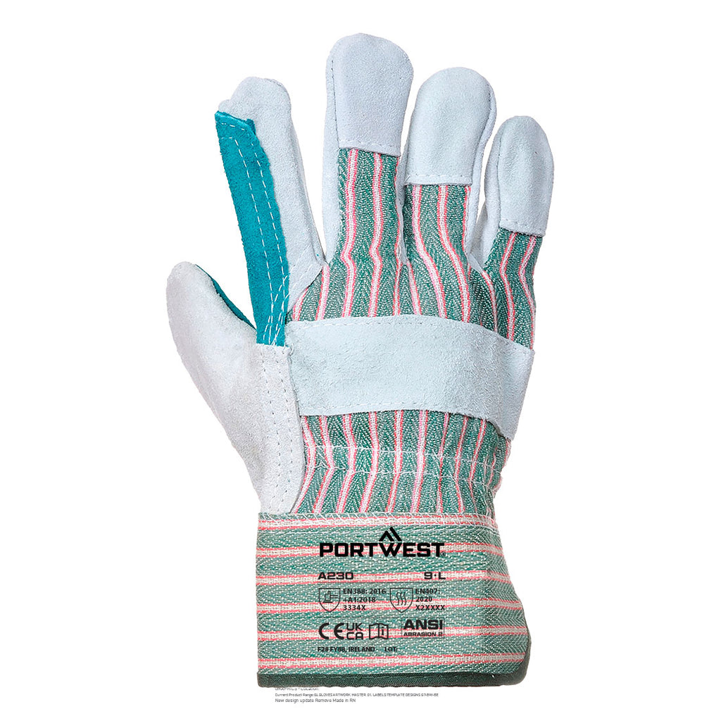 Portwest A230 Leather Rigger 365 Cow Split Reinforced Palm Glove