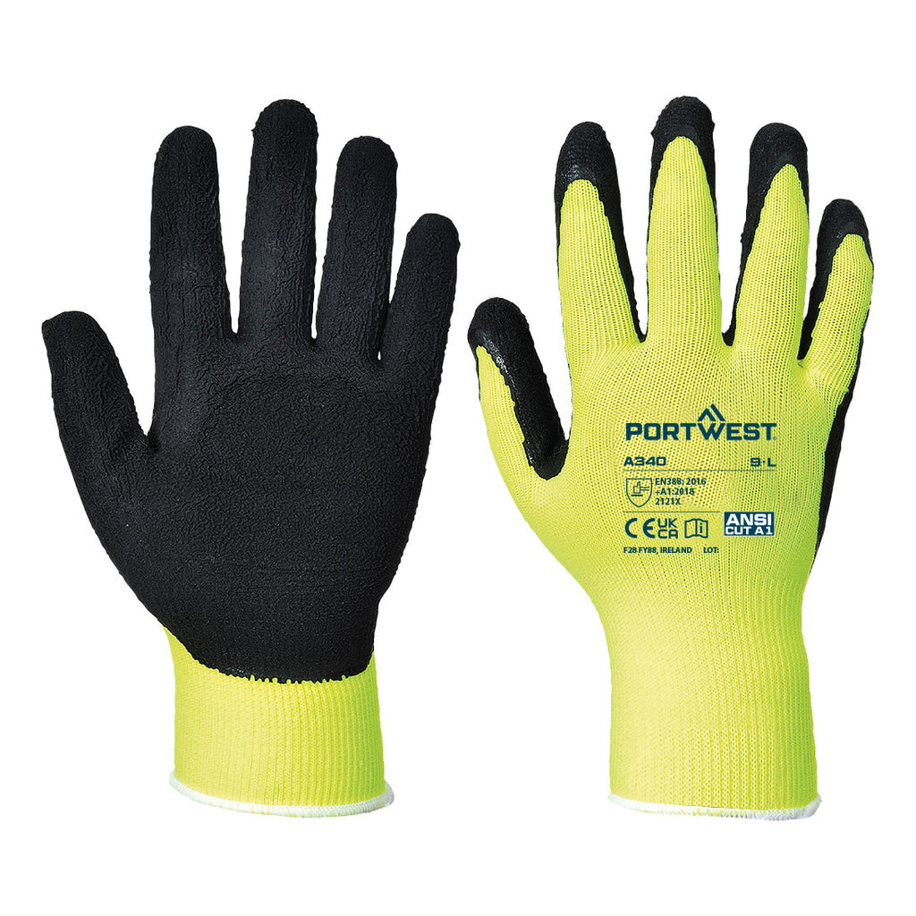 Portwest A340 Hi-Vis Grip Glove - Latex