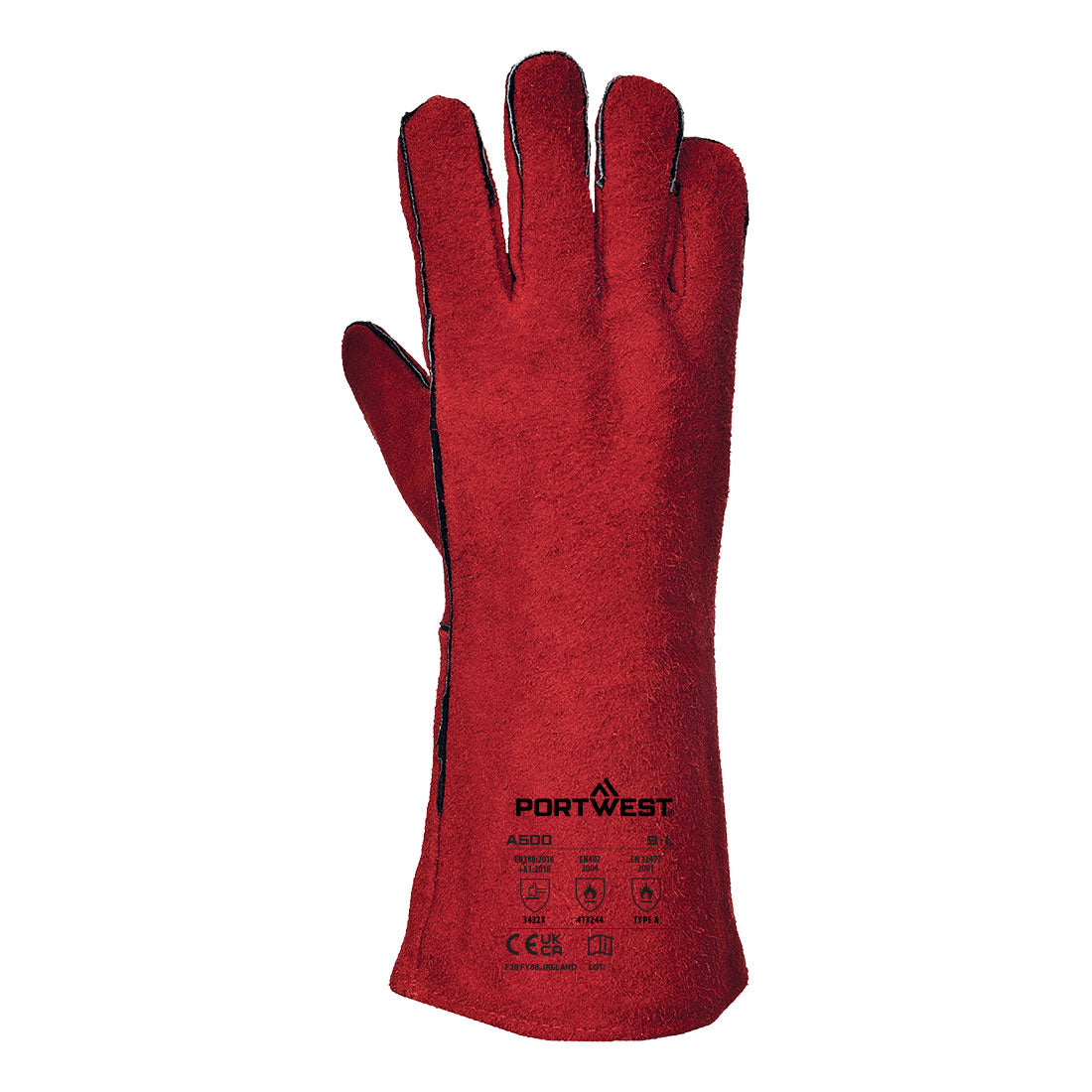 Portwest A500 Welders 210 Split Leather Red Gauntlet