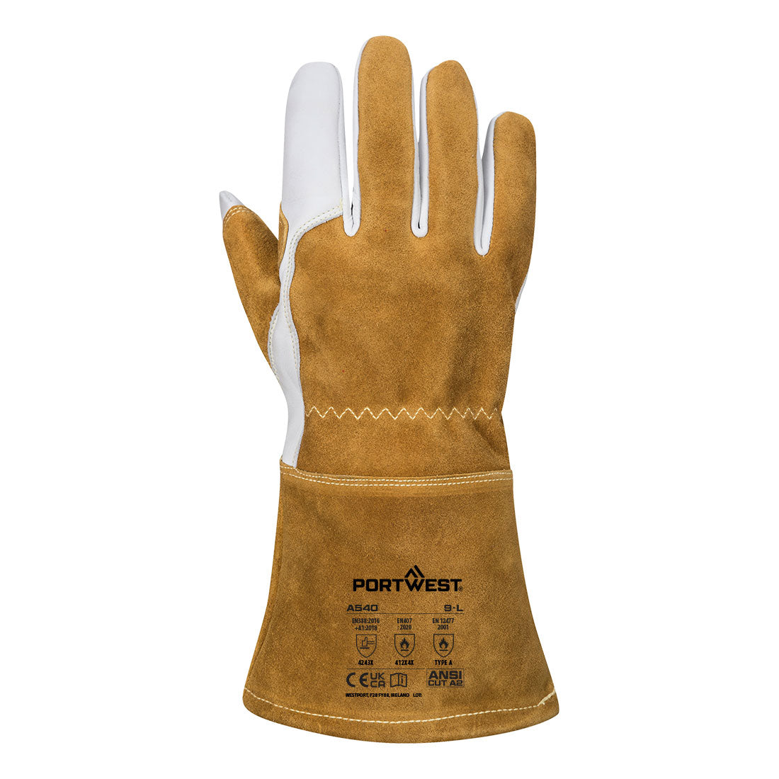 Portwest A540 MIG Welders 320 Grain Leather Reinforced Gauntlet
