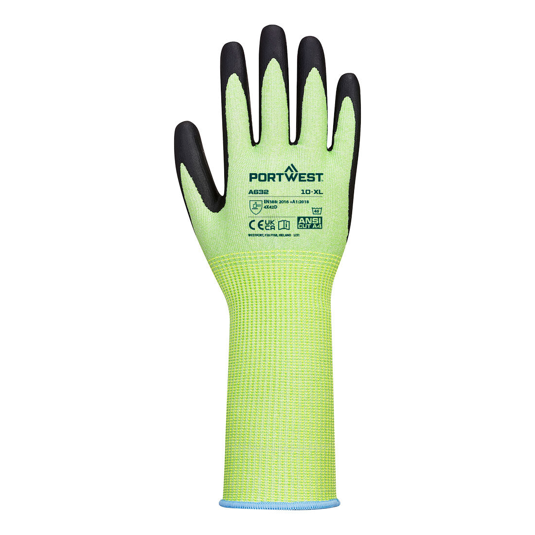 Portwest A632 Cut D13 Nitrile Green Long Cuff Glove