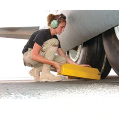 Checkers 20" Single Aviation Wheel Chock with Handle and Locking Rope, Oversized Aircraft