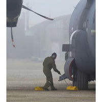 Checkers 20" Single Aviation Wheel Chock for Large Aircraft with Rubber Pad, Locking Rope and Handle