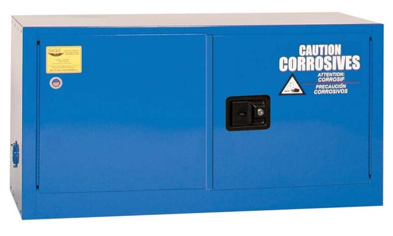 Justrite ADDCRA14X Add On Metal Acid Corrosive Safety Cabinet 15 Gallon 1 Shelf 2 Door Self Close Blue