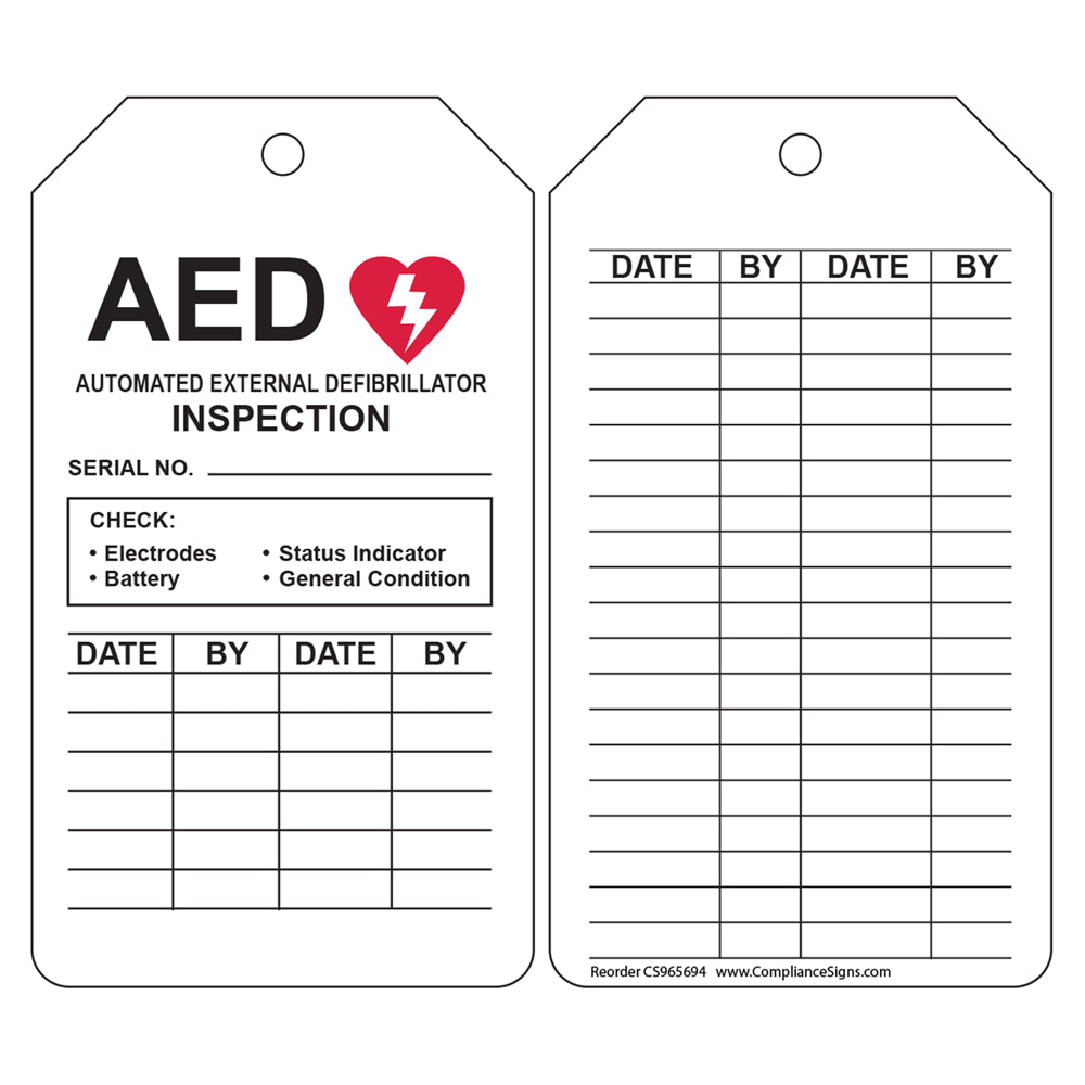 HeartSmart AED Inspection Tag Pack | Visual Compliance Tracking for AED Readiness