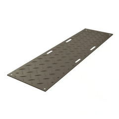 Checkers 2' x 8' AlturnaMAT Ground Protection Mat, One Smooth Side, Hand Holes, 120 Ton Capacity, Black