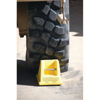 Checkers Heavy-Duty All-Terrain Wheel Chock with Flat Bottom and Aluminum Cleat, 40 Ton Capacity
