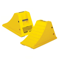 Checkers Heavy-Duty All-Terrain Wheel Chock with Flat Bottom and Rubber Pad, 40 Ton Capacity