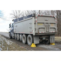 Checkers All-Terrain Heavy-Duty Wheel Chock with Flat Bottom and Aluminum Cleat, 75 Ton Capacity