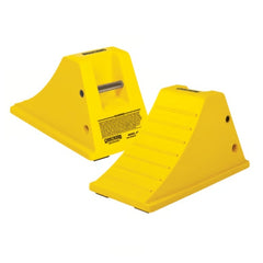 Checkers All-Terrain Heavy-Duty Wheel Chock with Flat Bottom and Rubber Pad, 75 Ton Capacity