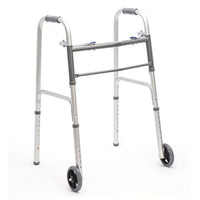 Proactive Medical Protekt Two-Button Folding Steel Walker with Reinforced Stability Frame