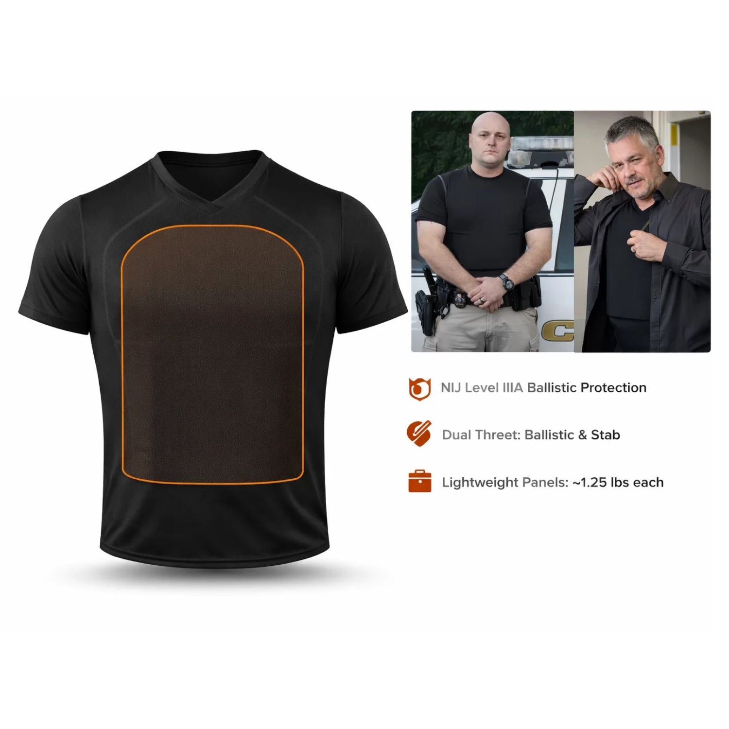 Legacy Safety and Security Dual-Panel Armored Shirt | Level IIIA Concealable Front and Back Tactical Core Protection
